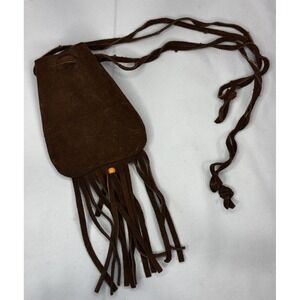 Native American Leather Medicine Pouch Bag with Fringe